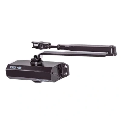 Immagine di CISA Serie 604 Chiudiporta a Cremagliera 16046003088 con Velocità di chiusura Regolabile Finitura Testa Moro Per Porte Max 85 kg