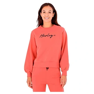 Immagine di Hurley W Oceancare O&amp;o Script Crew Sweatshirt, Rosso (Mineral Red), XS Donna