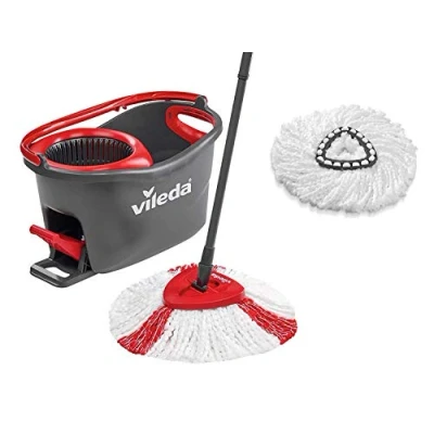 Immagine di Vileda Turbo EasyWring &amp; Clean Komplettset + Classic Ersatzkopf Box, Rosso/Nero/Bianco, Set