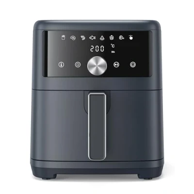 Immagine di Innsky Friggitrice ad Aria Calda 6 Litri, Air Fryer con LED Touch Screen, Senza Olio Design Compatto, Fino A Sei Persone, 1500W, 8 Programmi, Basso Rumore, Ricette Italiane, Grigio