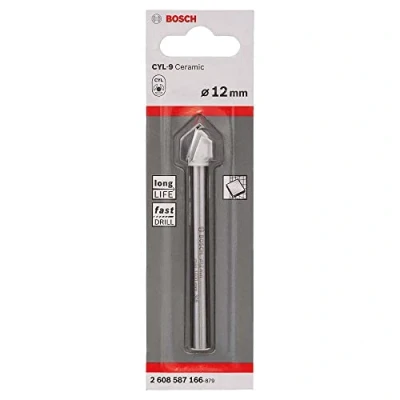 Immagine di Bosch Accessories 2608587166 Punta per vetro e piastrelle 12 mm Lunghezza totale 90 Alberino cilindrico 1 pz.