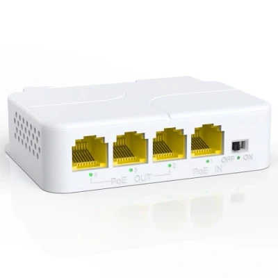 Immagine di YuanLey 4 Porte POE Extender Gigabit con 3 Out, IEEE 802.3af/at Mini Canali Ripetitore 1000Mbps, Parete e Din Rail Montare Passthrough Amplificatore/Booster, Plug and Play