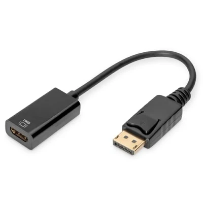 Immagine di Digitus AK 340415 002 S DisplayPort / HDMI Adattatore [1x Spina 1x Presa HDMI] Nero UHD 4K;, doppia schermatura, bloccabile 20.00 cm