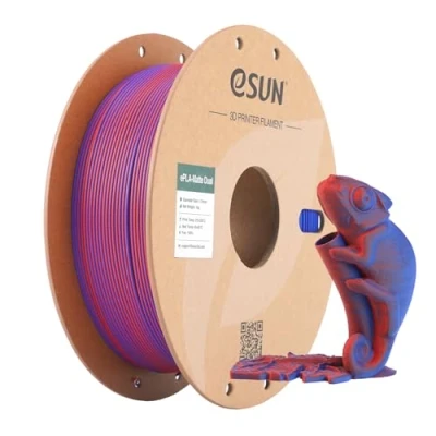 Immagine di eSUN Filamento opaco a doppio colore, PLA da 1,75 mm, struttura smerigliata, bobina 1 kg (2,2 libbre) di stampa 3D per stampanti 3D, Rosso blu