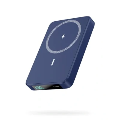 Immagine di HETP Magnetico Power Bank, 10800mAh Caricabatterie Portatile Wireless PD 20W USB C Ingresso/Uscita Ricarica Rapida Powerbank con Display LED Compatibile Magsafe iPhone 15/14/13/12 Serie Blu