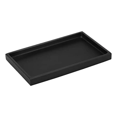 Immagine di Emibele Vassoio Rettangolare in Resina, Piatto Gioielli Marmo organizzatore da Bagno, di immagazzinaggio Decorativo toeletta per Tessuti, Candele, Sapone, Asciugamano, pianta, ECC, Nero