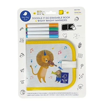 Immagine di Jaq Bird 1108078 Mini libro da colorare a gesso, con 4 pennarelli Wishy Washy, per bambini dai 3 anni in su, riutilizzabile, casa e viaggio