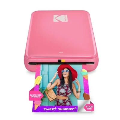 Immagine di KODAK Step Stampante fotografica istantanea per smartphone Mini portatile wireless a colori Foto adesive Zink 2x3 Bluetooth compatibile con iOS e Android App di editing divertente Rosa