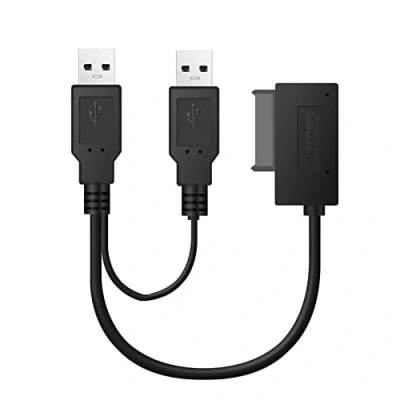 Immagine di Wlauqueta SATA Slimline USB2.0 a 6+7 13 Pin con Alimentazione esterna USB 2.0 per Laptop Adattatore CD ROM DVD ODD