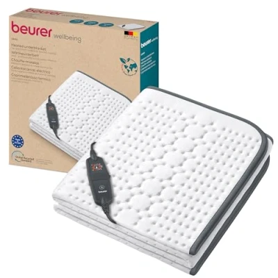 Immagine di Beurer Scaldaletto UB 60 Green Planet, Coprimaterasso termico della serie Planet in materiale riciclato, 4 livelli di temperatura cui 2 ECO e dispositivo riduzione automatica