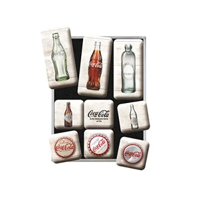 Immagine di Nostalgic Art Set di Magneti Vintage Coca Cola Bottles Regalo per Amanti della Coke, Decorazione del Frigorifero, Design nostalgico, 9 Pezzi, unità