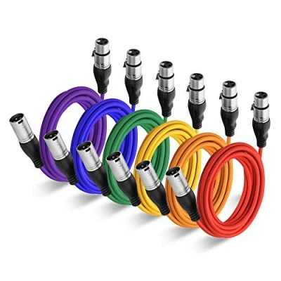Immagine di NUOSIYA 6M Cavo XLR Bilanciato 6 colori,Professionale microfono maschio a femmina 3 pin, per registratore da studio, microfono, sistema di altoparlanti