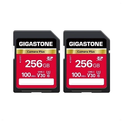 Immagine di GIGASTONE 256 GB scheda SD Camera Plus, di memoria SDXC V30 ad alta velocità video UHD compatibile con fotocamera digitale Canon, Nikon, Sony, Pentax, Kodak, Panasonic, 2 mini custodie