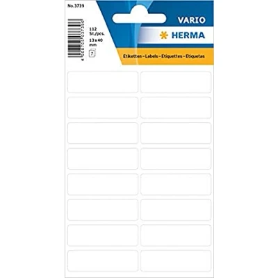 Immagine di HERMA 3739 Etichette Multiuso, 112 Pezzi, 13 x 40 mm, 16 per Foglio, autoadesive, la casa, calendari, pianificatori, Fai da Te, opache, in Carta Bianca