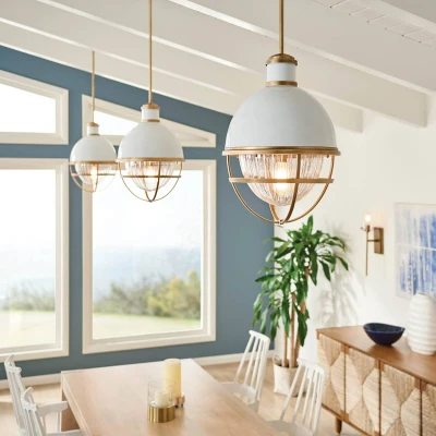 Immagine di Quintiesse Lampada a sospensione Tollis, ottone/bianco, 1 luce, Ø 40,8 cm