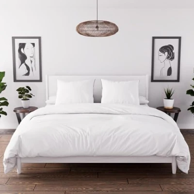 Immagine di Soleil d&#039;ocre Boheme Parure copripiumino in microfibra lavata, Bianco, 220 x 240 cm