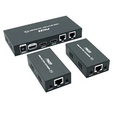 Immagine di PWAY PW HTS0102IR(POC) 1X2 Splitter HDMI Extender Over Cat6 Ethernet Cavo con Senza Ritardo Telecomando a 60m/196ft 1080P IR Controllo(20 60Hz) （1 in 2 out）
