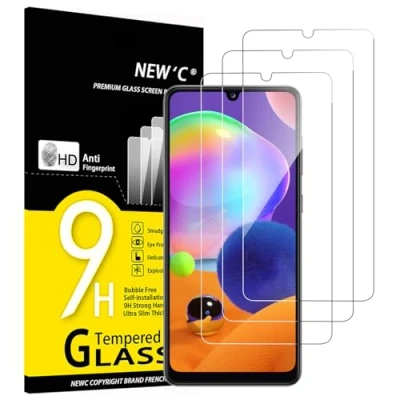 Immagine di NEW&#039;C 3 Pezzi, Vetro Temperato per Samsung Galaxy A31, Pellicola Prottetiva Anti Graffio, Impronte, Senza Bolle, Durezza 9H, 0,33mm Ultra Trasparente, Resistente