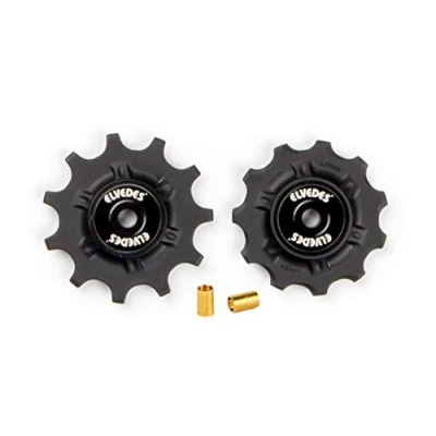Immagine di Elvedes 1 Kit di ciottoli Deragliatore 2 x 11 Denti Cuscinetti annulaires Inox incl. Bushing ABEC 5 Ciclo Unisex Adulto, Nero, 9 V/10 V/11 V