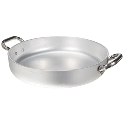 Immagine di Pentole Agnelli Linea Alluminio 5 mm Tegame Radiante con Due Maniglie Inox, Argento, 32 cm