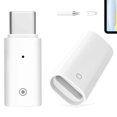 Immagine di MoKo 2 PZ Adattatore di Ricarica per iPencil 1a Gen, da USB C + Connettore Femmina a Femmina, Caricatore Maschio iPad 10a Bianco