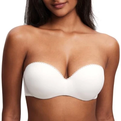 Immagine di DOBREVA Donna Reggiseno Push up con Spalline Rimovibili Invisibile Ferretto Bianco Cocco 4C