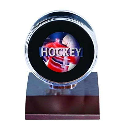 Immagine di Ultra Pro NHL Porta dischi in legno scuro, piccolo, trasparente