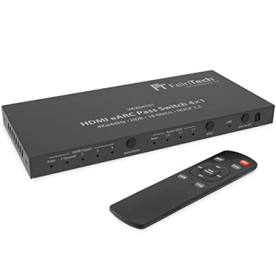 Immagine di FeinTech VAX04101 HDMI eARC Pass Switch 4x1 per 3 lettori multimediali, soundbar e videoproiettore TV 4K HDR Dolby Atmos