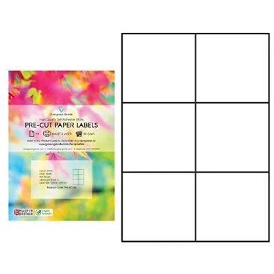 Immagine di Evergreen Goods Carta autoadesiva A4, stampa a getto d&#039;inchiostro e laser etichette per multiuso con retro adesivo resistente, 2 x 3, 6 A4: 1.800 in totale, 300 fogli