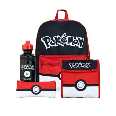 Immagine di Pokemon Set di zaino scolastico 4 pezzi e sacchetto pranzo con astuccio bottiglia d&#039;acqua Zaini per bambini Merchandising ufficiale