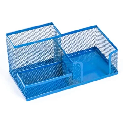 Immagine di Leviatan Organizzatore da Scrivania in Metallo Portapenne Ufficio Organizer con Supporto per Appunti Rete 205 x 103 98 mm Blu Navy