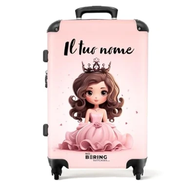 Immagine di NoBoringSuitcases.com Valigia Bambini, Personalizzabile, Trolley Bambina, Per Grande, TSA, Rosa, Grande 23 kg (67 cm 72 L), (Principessa Rosa)