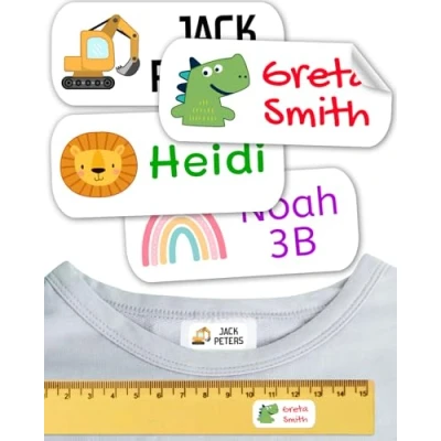 Immagine di 400 Etichette adesive personalizzate Per vestiti e articoli Non è necessario stirare. Adesivi con nome a prova di lavatrice lavastoviglie. scuola l&#039;asilo