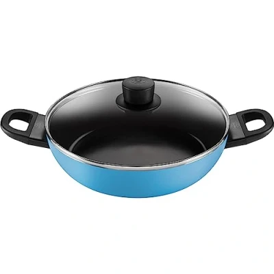 Immagine di Ballarini Tegame a due maniglie con coperchio, 28 cm blu alluminio rotonda