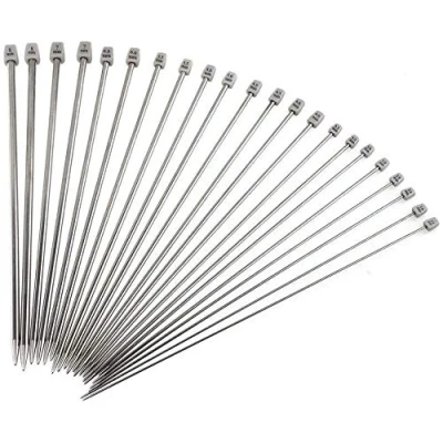 Immagine di NC Ferri da maglia 36 cm (14&quot;) in acciaio inox, compreso 2,0 mm 2,5 3,0 3,5 4,0 4,5 5,0 5,5 6,0 7,0 8,0 (11 paia)