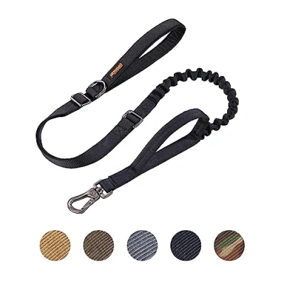 Immagine di EXCELLENT ELITE SPANKER Guinzaglio tattico con Cordino Elastico Militare Regolabile a sgancio rapido Corda 2 impugnature di Comando(Nero)