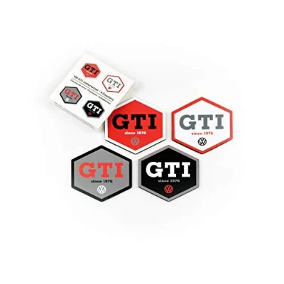 Immagine di Brisa VW Collection Volkswagen Sottobicchieri per Bevande in Sughero con Rivestimento MDF GTI Design (Set di 4/Esagono GTI/Multicolore)