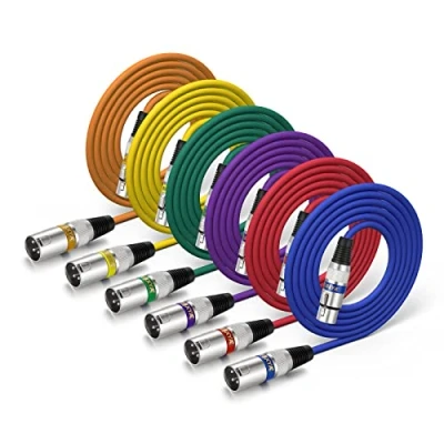 Immagine di EBXYA Cavo XLR per microfono 2M 6 confezioni bilanciato maschio a femmina Cavi patch DMX colorati(2M 6Pack C)