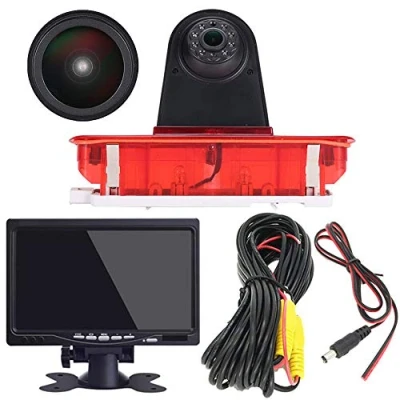 Immagine di HD IP68 Impermeabile IR Notte viosn colori Retrovisore luce freno Terzo tetto Top Mount Telecamera inversa Angolo regolabile per FIAT Doblo 263 Van/Opel Combo (Telecamera +7&#039;&#039; Monitor)