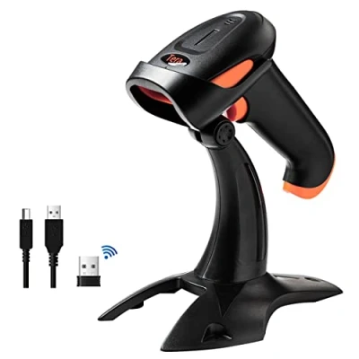 Immagine di Scanner di codici a barre QR 2D wireless Tera con supporto, 3 in 1 compatibile Bluetooth e Lettore 2,4 GHz USB cablato portatile HW0001