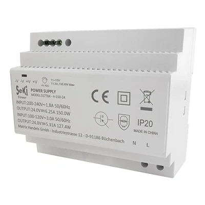 Immagine di SeKi alimentatore per guida DIN H 150 24 V 6,25 A W Rail di rete/trasformatore