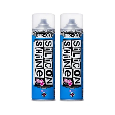 Immagine di Muc Off Silicon Shine 500 ml, 2pk Innovativo Spray Lucidante per Biciclette, Riduce l&#039;Attrito e Dona una Finitura Lucida Lucido Biciclette di Tutti i Tipi