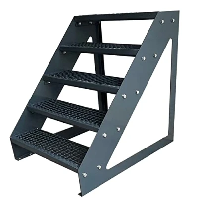 Immagine di Scale con griglia in acciaio Premium 5 Gradini Scala autoportante Completamente zincata e Antracite Verniciata a polvere Dimensioni (L x L H) 101cm 60cm 95cm