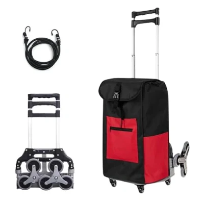 Immagine di Carrello a Mano in Alluminio. da Trasporto con 6 Ruote Triangolari per Scale. Carico Pieghevole Capacità di 75 kg Magazzino. Portatile, Leggero e Resistente.
