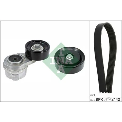 Immagine di INA 529 0497 10 Kit cinghie Poly V Controllare corsa libera generatore ed ev. sostituire KIA: RIO 3, CARENS 3