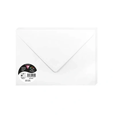 Immagine di Clairefontaine 5432C Pacco da 20 Buste gommate Formato C5 16,2x22,9cm 120g/m² Colore Bianco Inviti Eventi e Corrispondenza Gamma Pollen Carta Premium Liscia