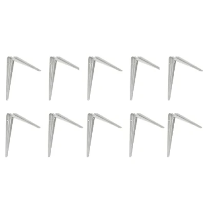 Immagine di Amig Set di 10 Staffe per Mensole in Acciaio Supporti Reggimensola Colore Grigio Metallizzato Dimensioni 400 x 350 Peso max. 40 kg