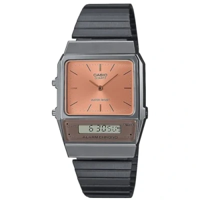 Immagine di Casio Orologio Quarzo Donna, misura cassa 32.00mm con quadrante Rosa Analogico e Digitale Cinturino Nero Argento in metallo AQ 800ECGG 4AEF
