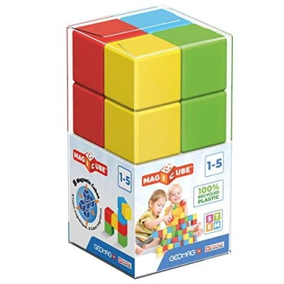 Immagine di Geomag Magicube Costruzioni Magnetiche per Bambini Linea Green 100% Plastica Riciclata, 8 cubi, 54, multicolore