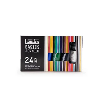 Immagine di Liquitex BASICS, Set di pittura acrilica Studio, 24 tubi da 22 ml